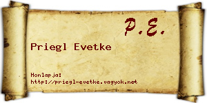 Priegl Evetke névjegykártya